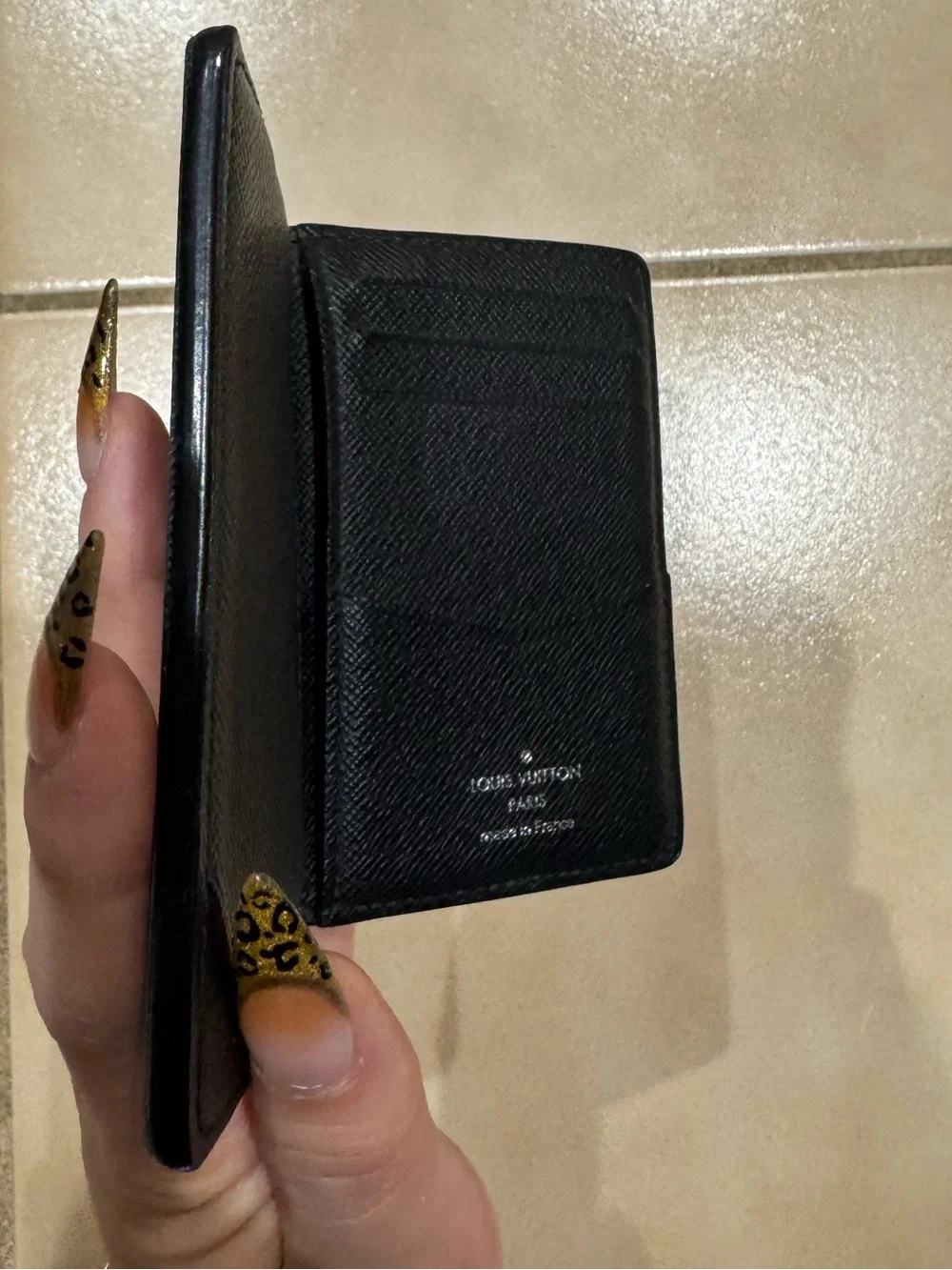 Louis Vuitton Black Textured Leather Key & Card Holder